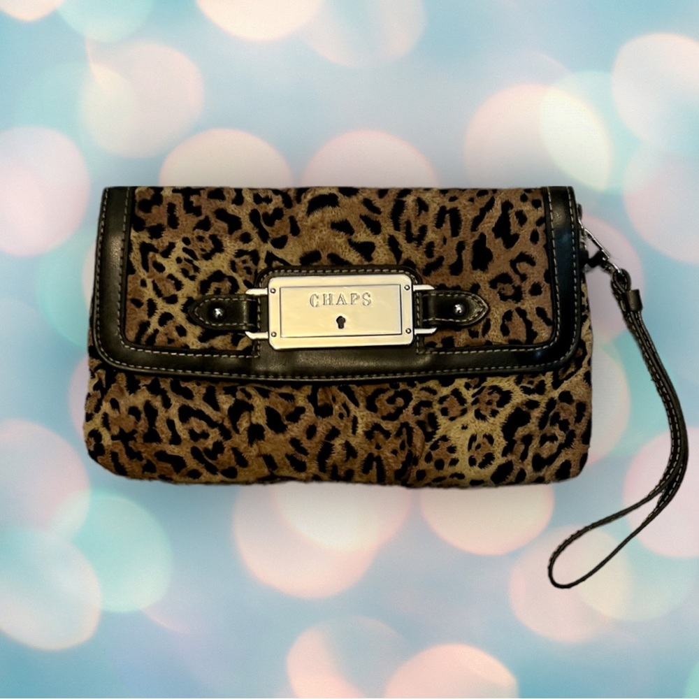 Chaps Women’s Leopard Wristlet Wallet Clutch Bag